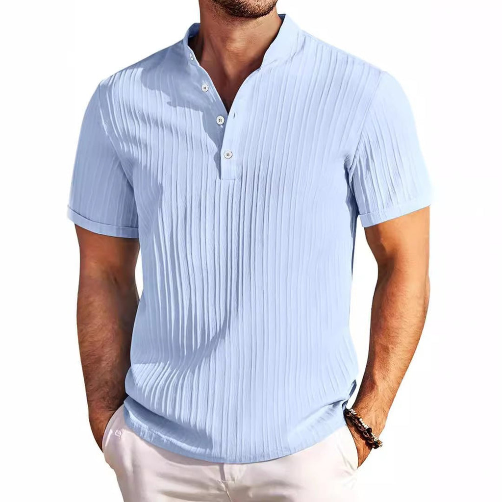 Men's Stand Collar Button Placket Short Sleeve Polo Shirt – 5 Colors | S–XXXL - Che Cose Belle