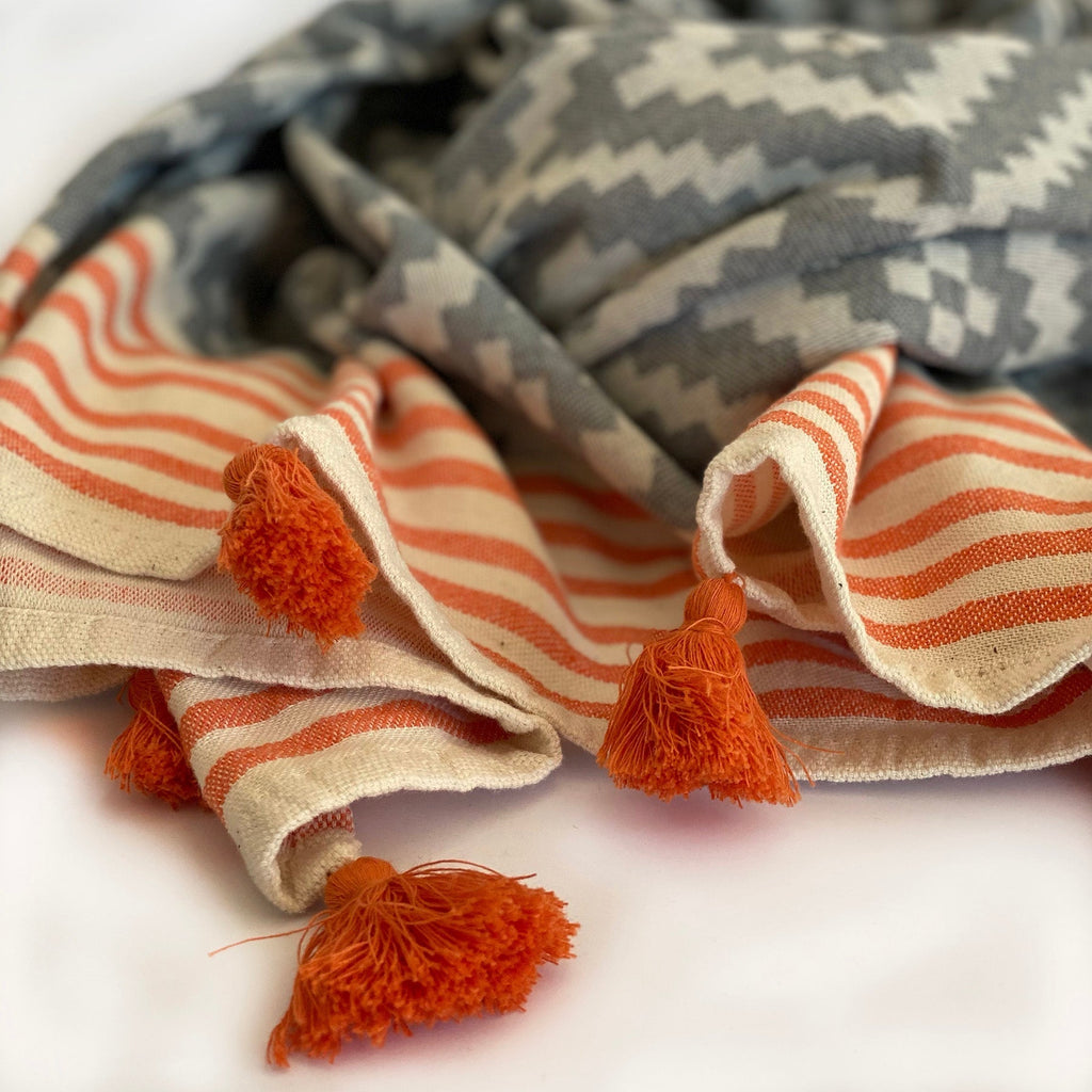 Merida Gray - Orange Turkish Towel / Blanket - Che Cose Belle