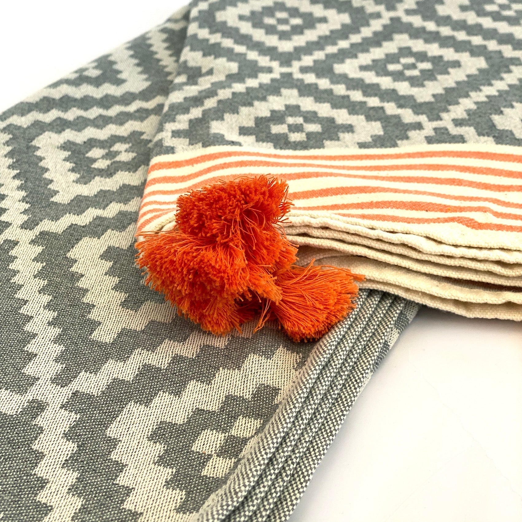 Merida Gray - Orange Turkish Towel / Blanket - Che Cose Belle