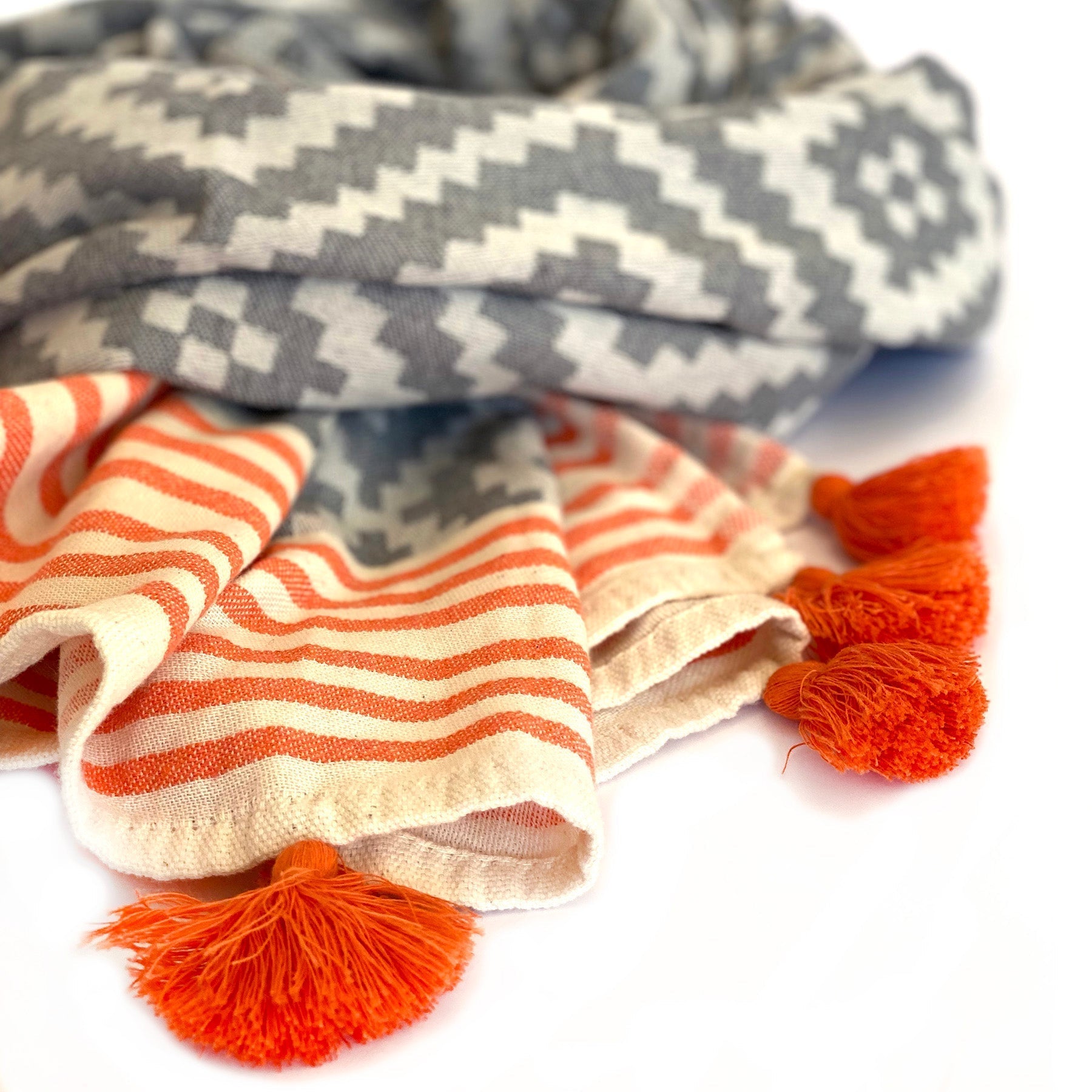 Merida Gray - Orange Turkish Towel / Blanket - Che Cose Belle