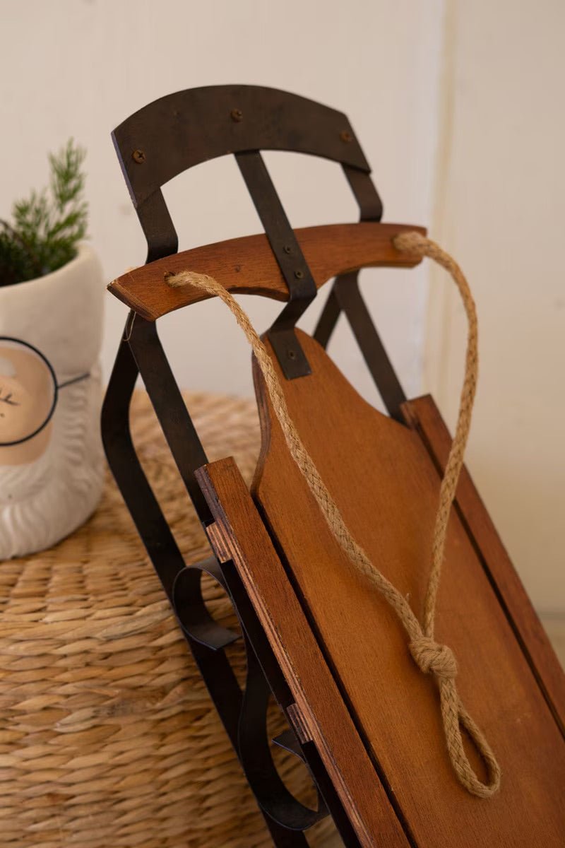 Metal and Wood Decorative Christmas Sled - Che Cose Belle