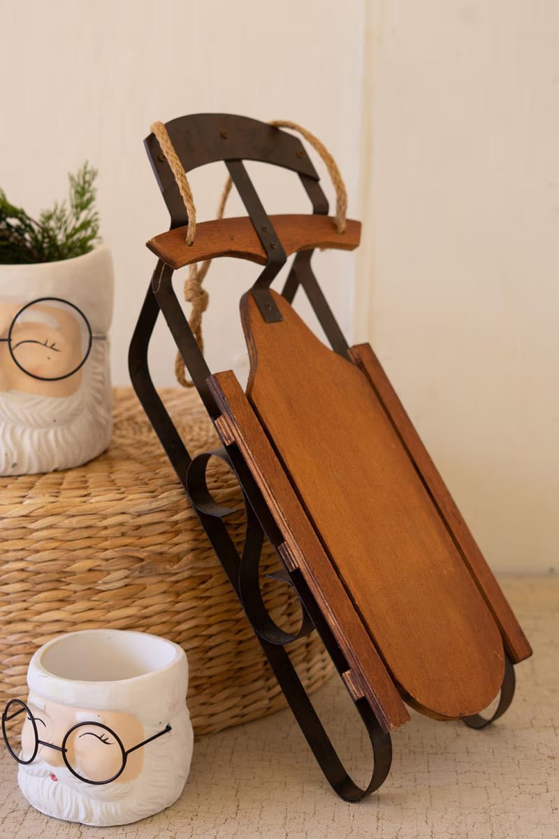 Metal and Wood Decorative Christmas Sled - Che Cose Belle