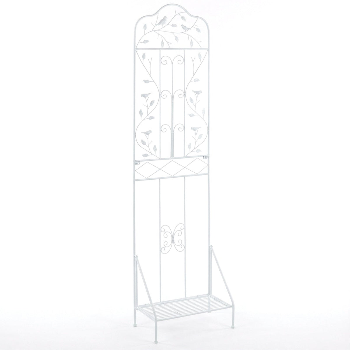 Metal Garden Trellis with Foldable Shelf 75 x 20 Inch - Che Cose Belle