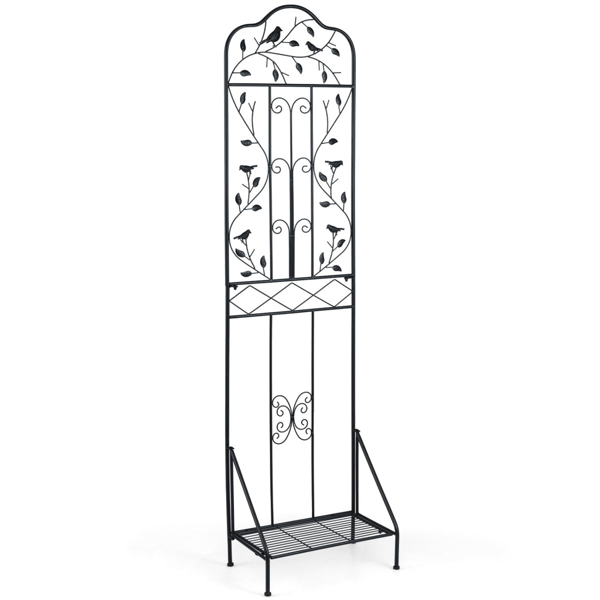 Metal Garden Trellis with Foldable Shelf 75 x 20 Inch - Che Cose Belle