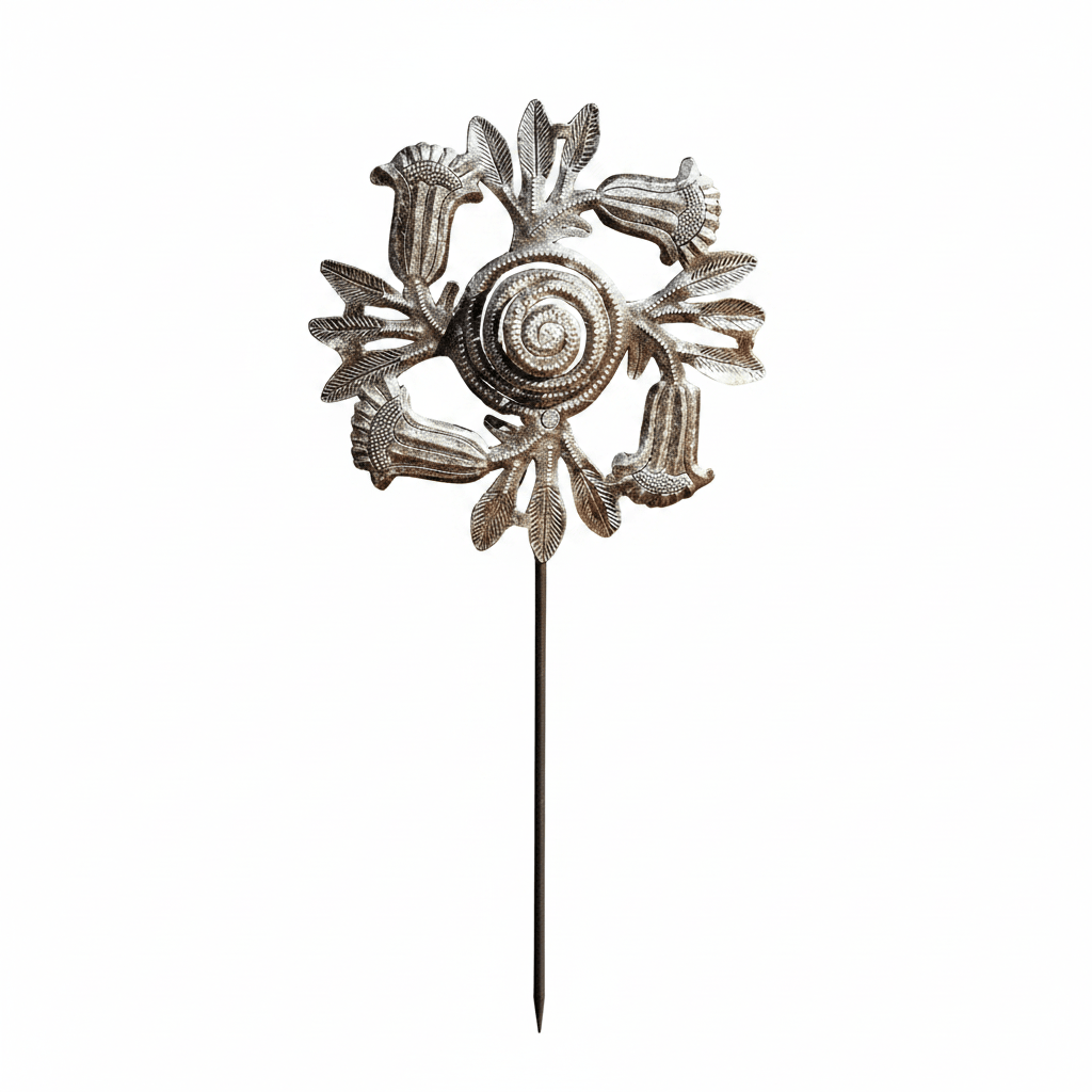 Metal Trumpet Flower Twirl Garden Stakes - Che Cose Belle