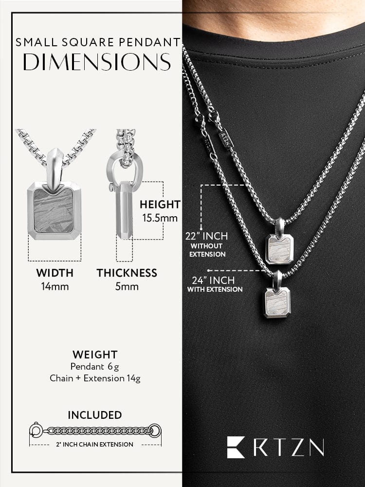 Meteorite Square Pendant Necklace - Che Cose Belle