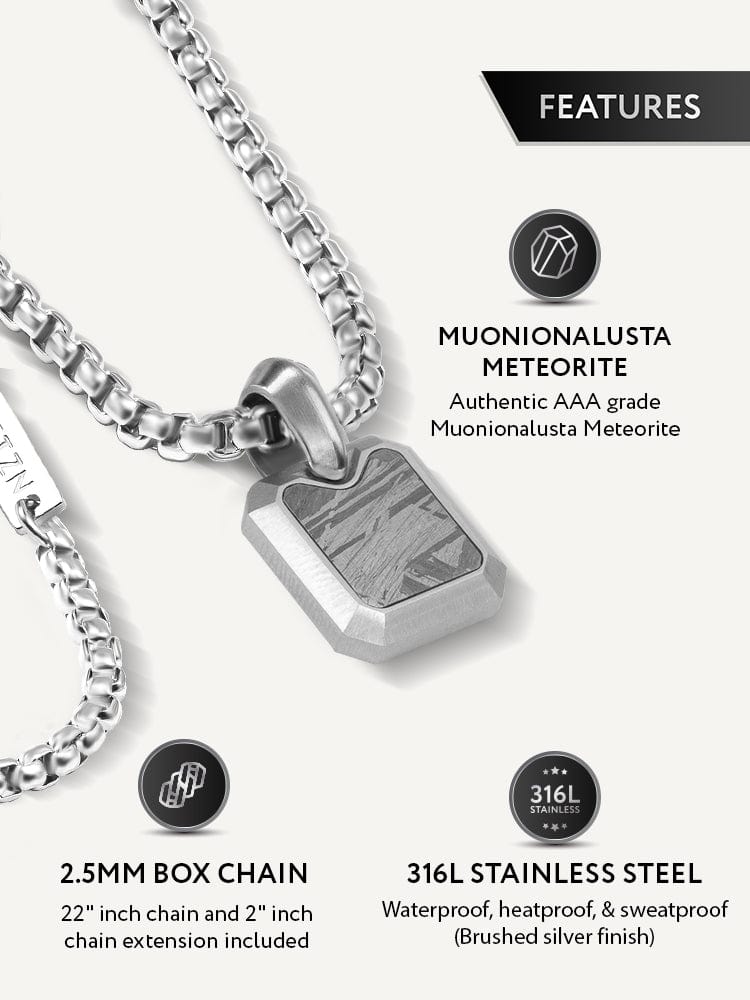 Meteorite Square Pendant Necklace - Che Cose Belle
