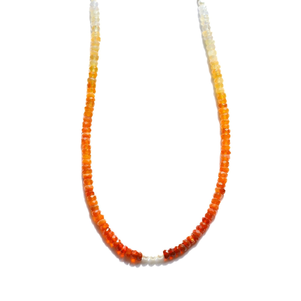 Mexican Fire Opal and Pearl Beaded Necklace - Moon Cycle - Che Cose Belle