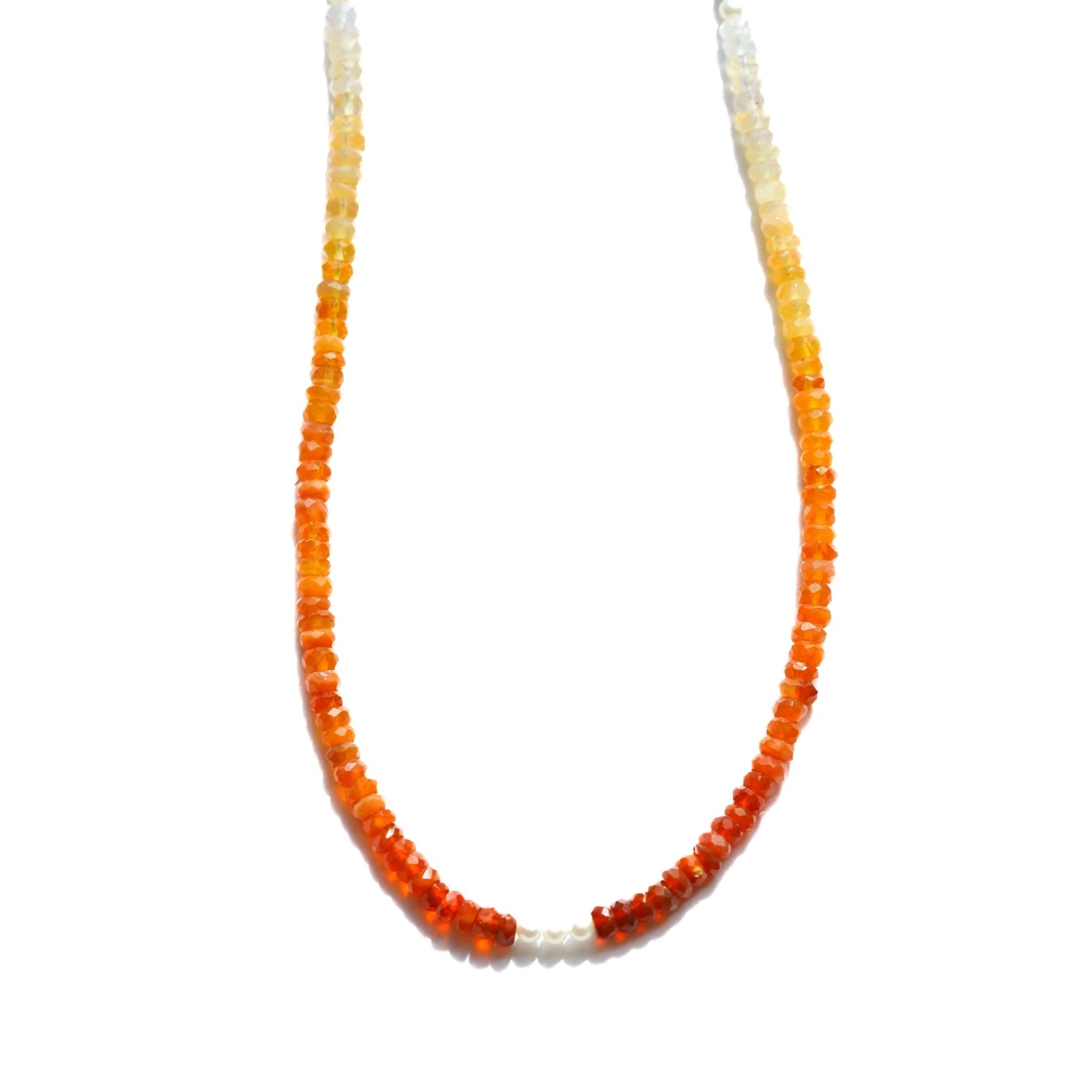 Mexican Fire Opal and Pearl Beaded Necklace - Moon Cycle - Che Cose Belle