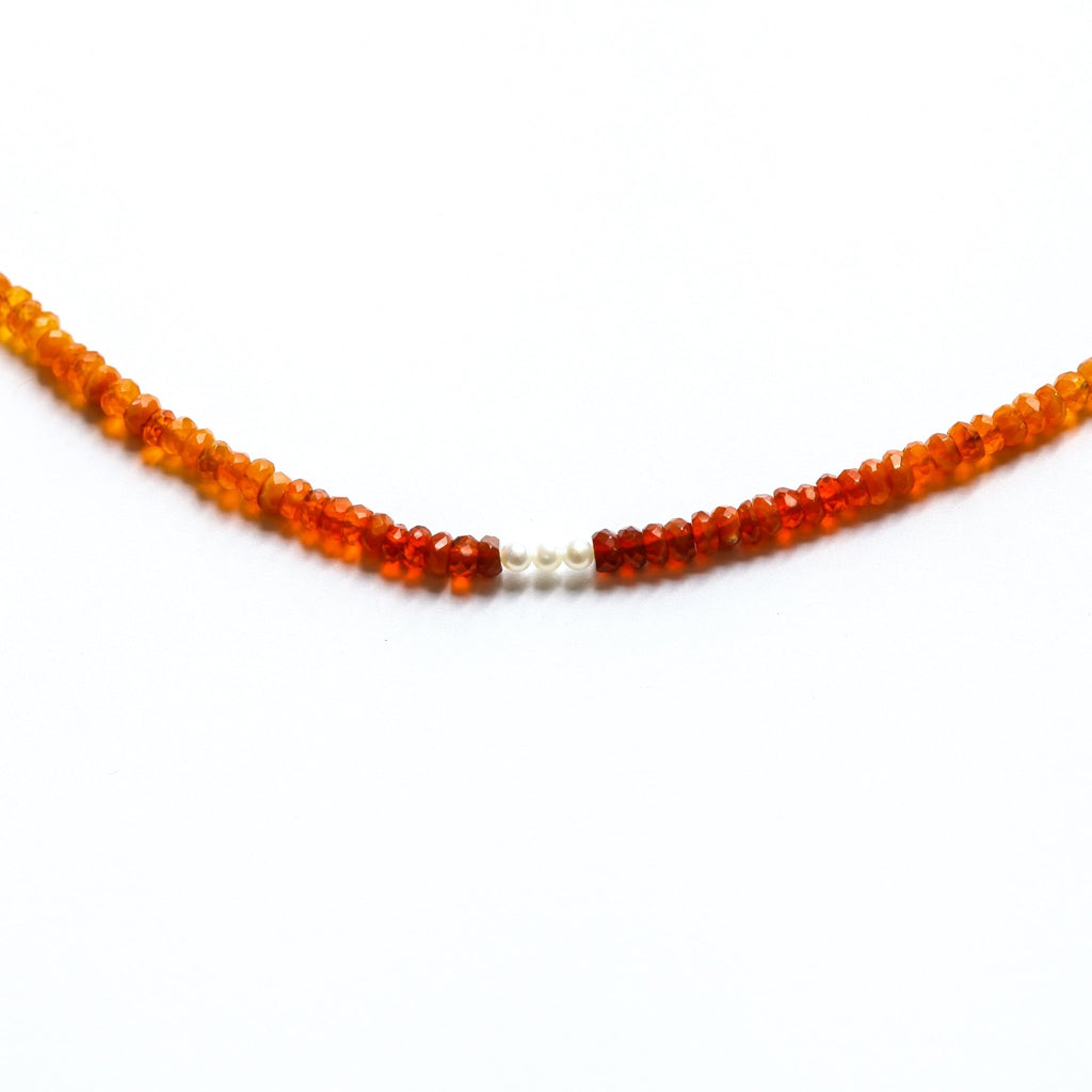 Mexican Fire Opal and Pearl Beaded Necklace - Moon Cycle - Che Cose Belle