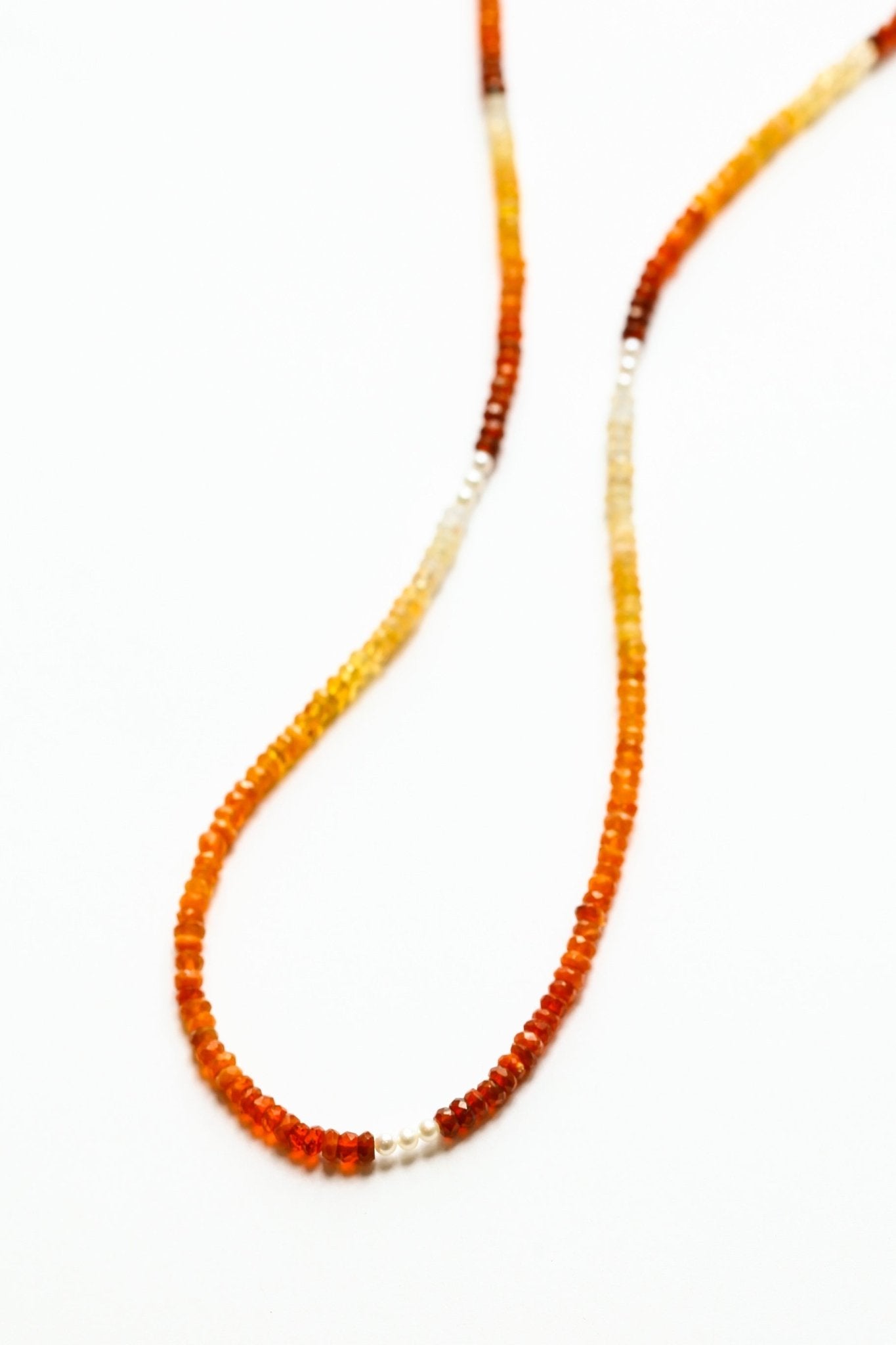 Mexican Fire Opal and Pearl Beaded Necklace - Moon Cycle - Che Cose Belle