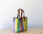 MexiMexi Colorful Woven Tote Bag – Leather Handles & Strap – Handmade in Mexico - Che Cose Belle
