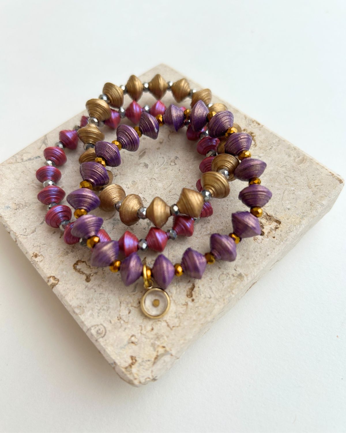 Mikayla Paper Bead Bracelet Set - Che Cose Belle