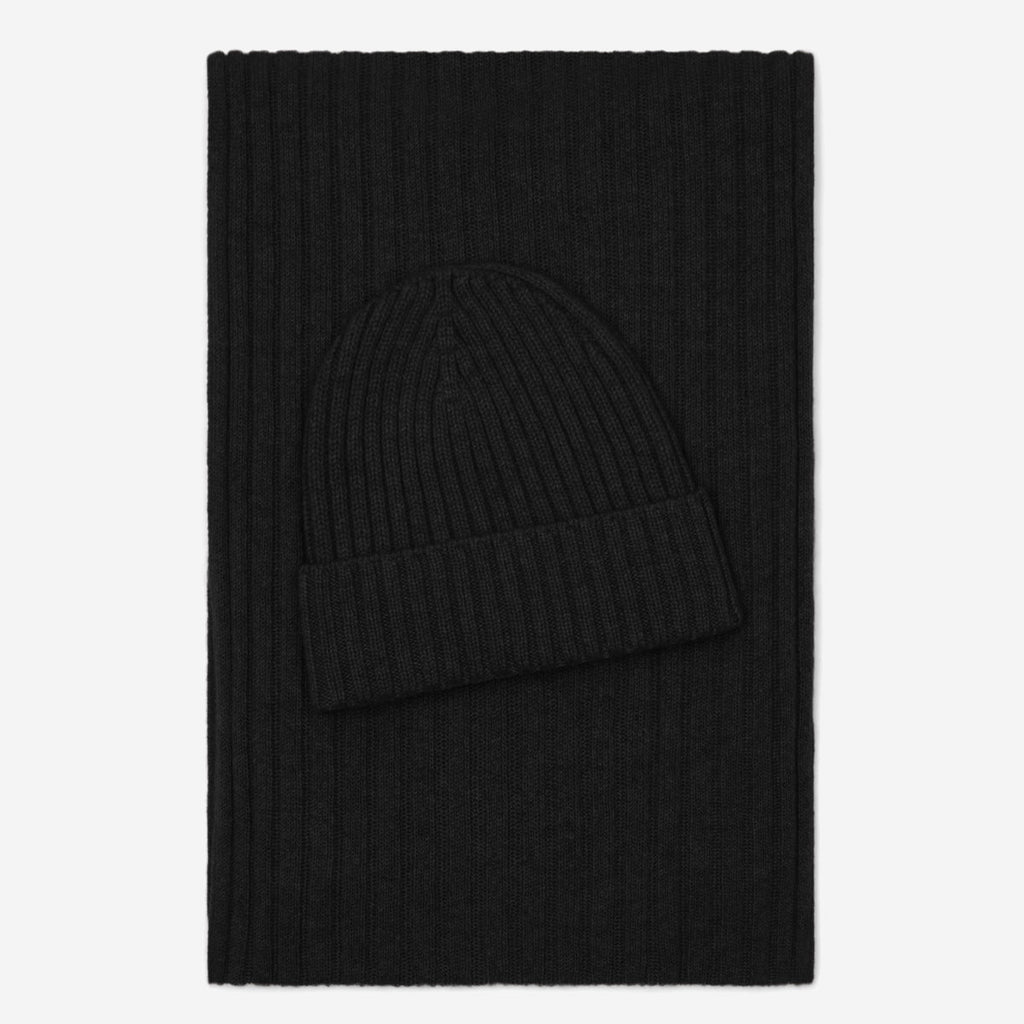 Milano (black) - Italian 100% cashmere ribbed beanie (unisex) - Che Cose Belle