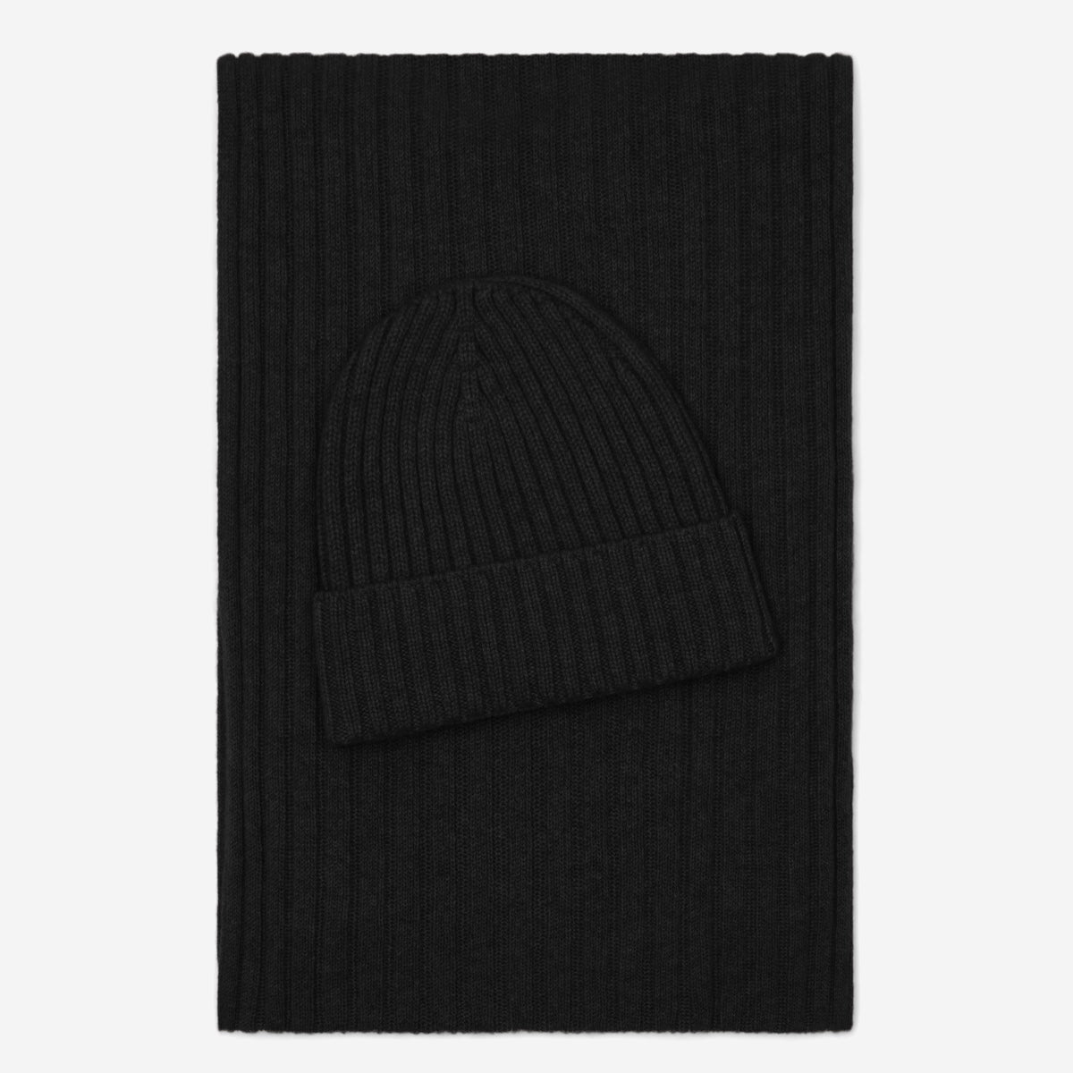 Milano (black) - Italian 100% cashmere ribbed beanie (unisex) - Che Cose Belle