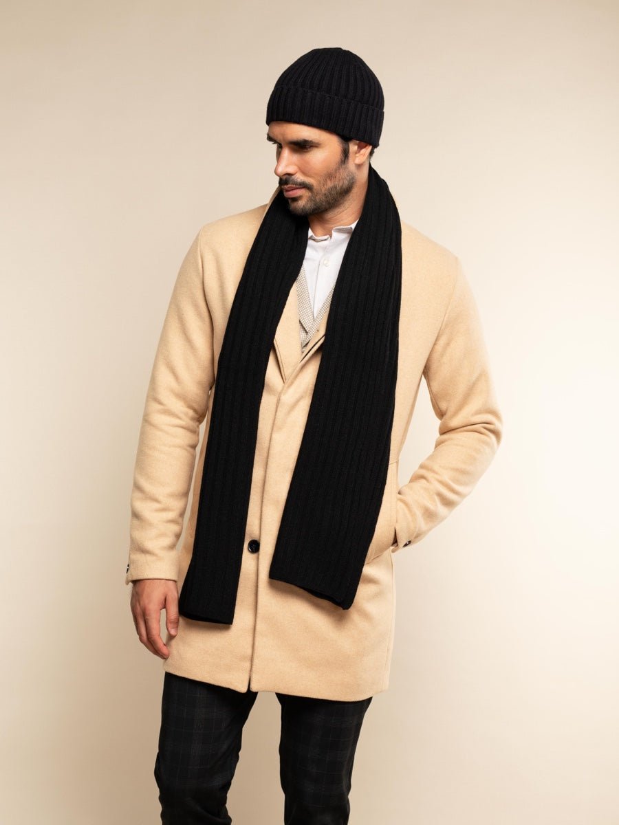 Milano (black) - Italian 100% cashmere ribbed beanie (unisex) - Che Cose Belle