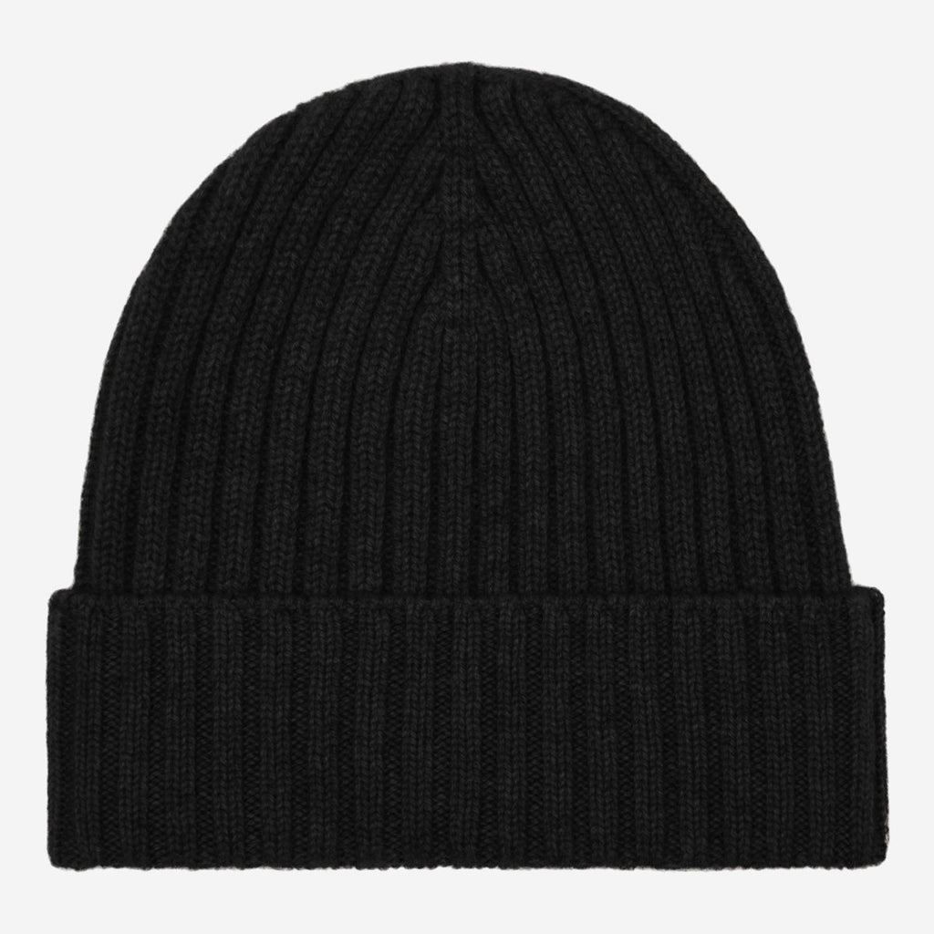 Milano (black) - Italian 100% cashmere ribbed beanie (unisex) - Che Cose Belle