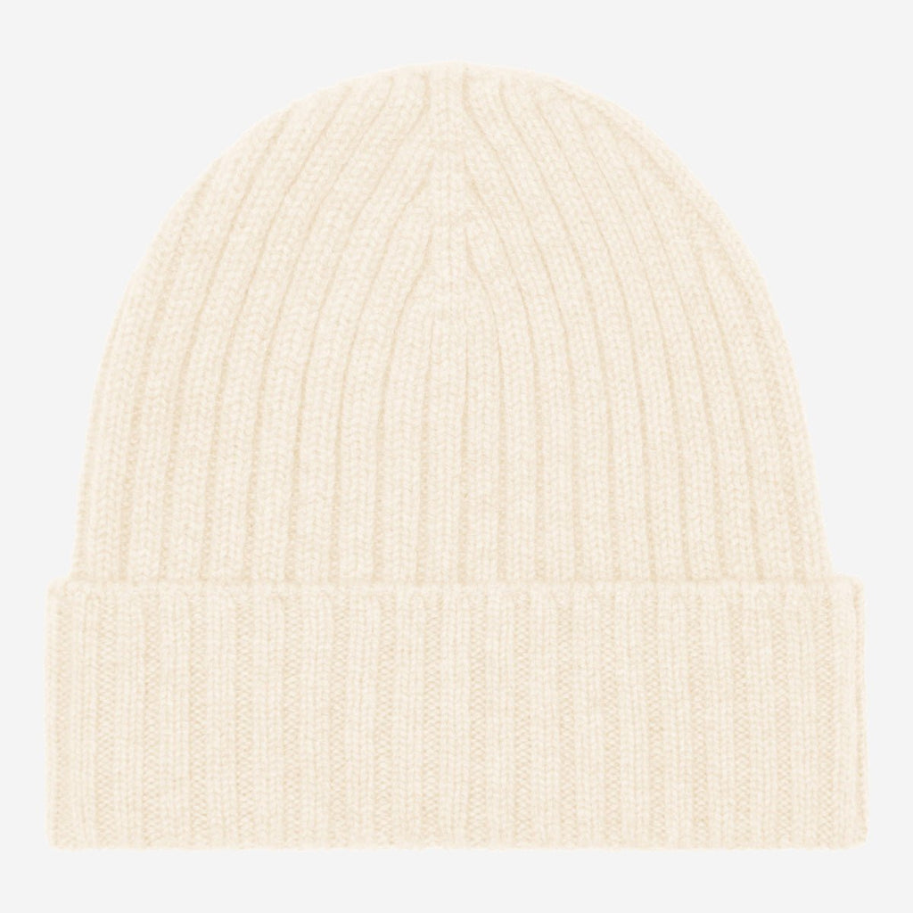 Milano (cream) - Italian 100% cashmere ribbed beanie (unisex) - Che Cose Belle