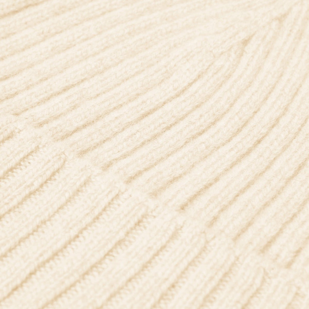 Milano (cream) - Italian 100% cashmere ribbed beanie (unisex) - Che Cose Belle