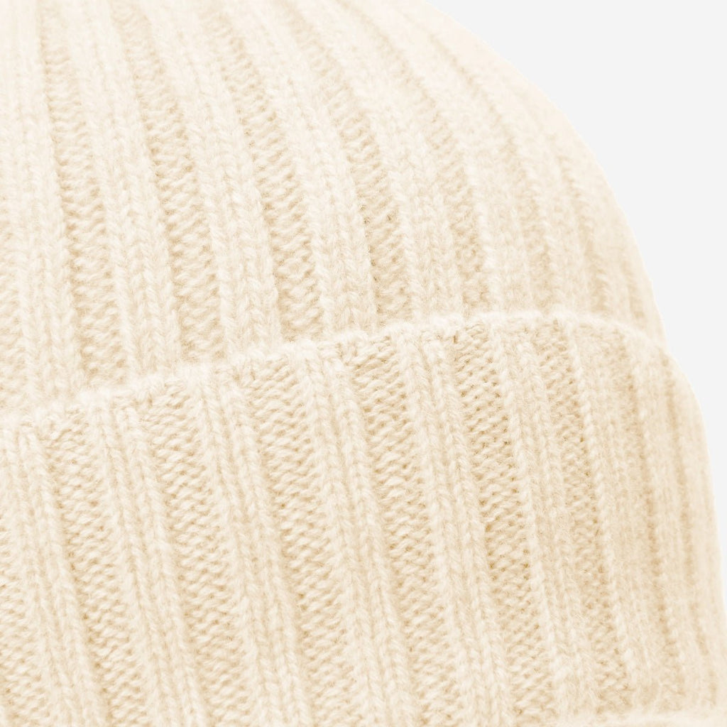 Milano (cream) - Italian 100% cashmere ribbed beanie (unisex) - Che Cose Belle
