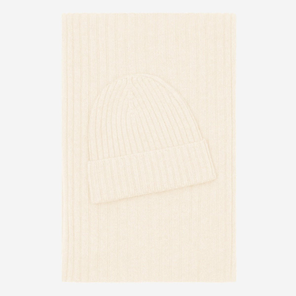 Milano (cream) - Italian 100% cashmere ribbed beanie (unisex) - Che Cose Belle