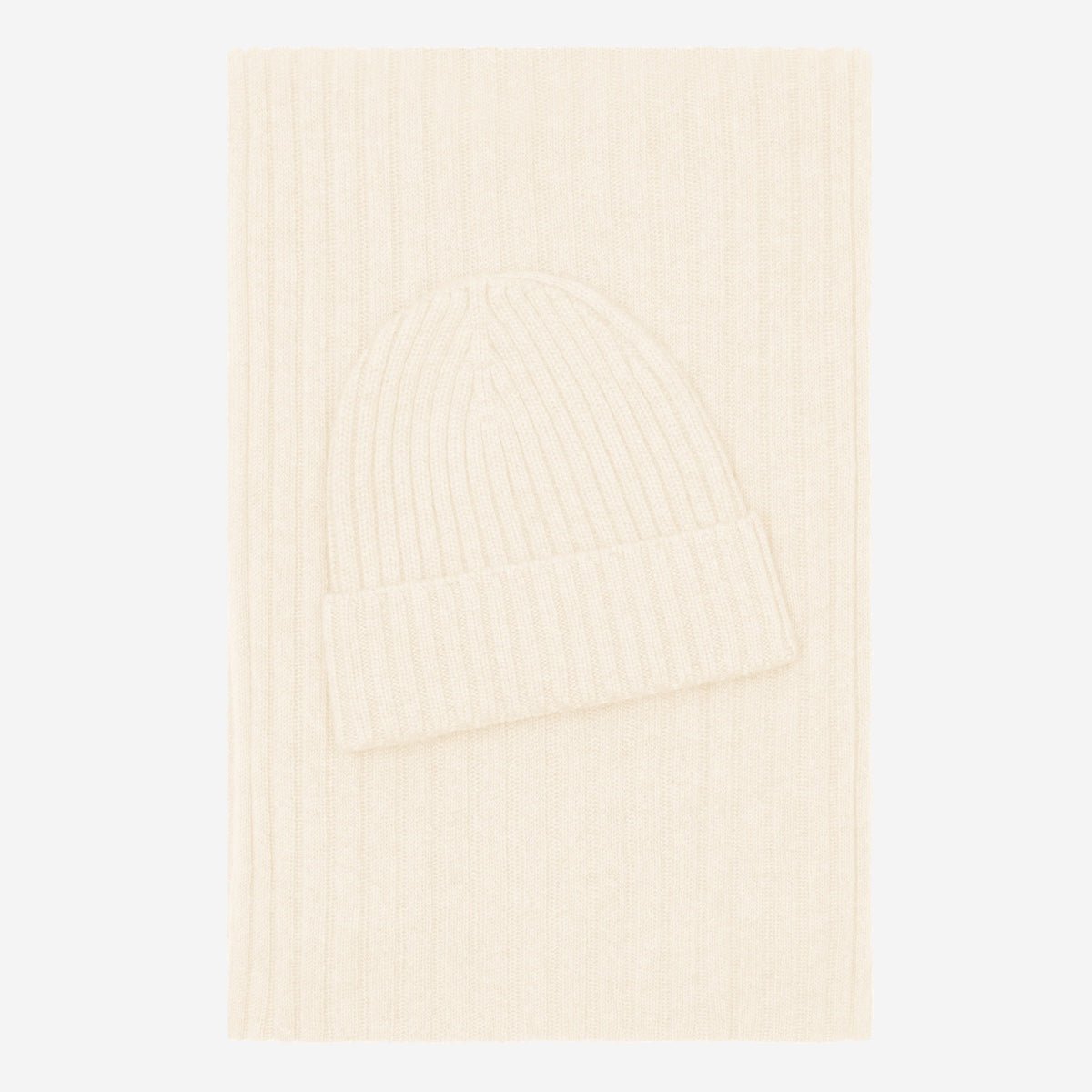 Milano (cream) - Italian 100% cashmere ribbed beanie (unisex) - Che Cose Belle