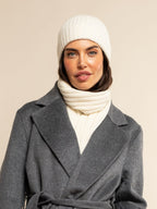 Milano (cream) - Italian 100% cashmere ribbed beanie (unisex) - Che Cose Belle