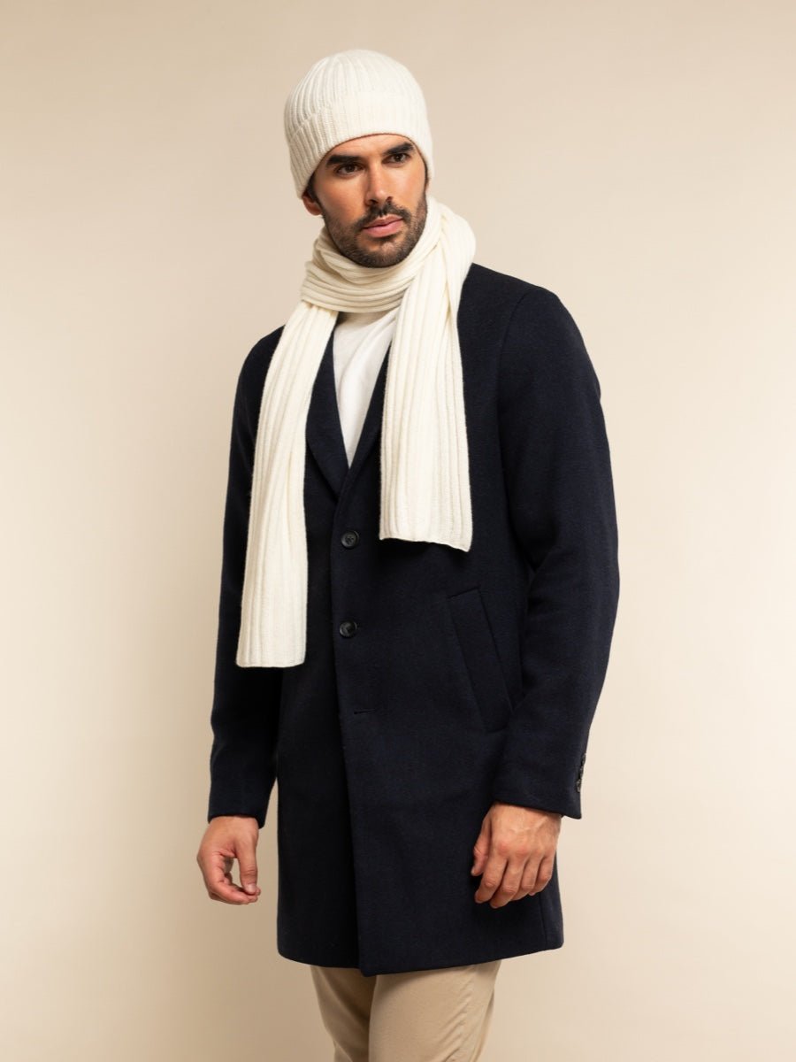 Milano (cream) - Italian 100% cashmere ribbed beanie (unisex) - Che Cose Belle