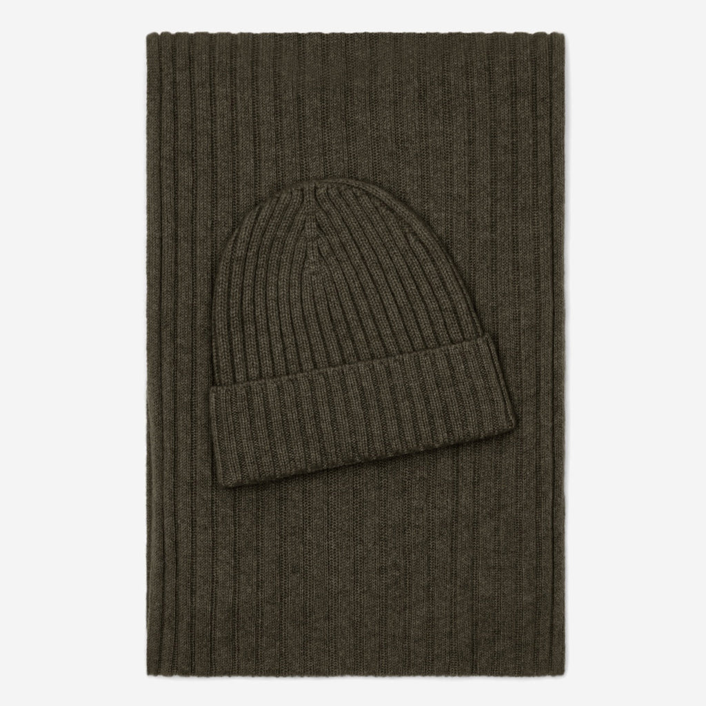 Milano (dark green) - Italian 100% cashmere ribbed beanie (unisex) - Che Cose Belle