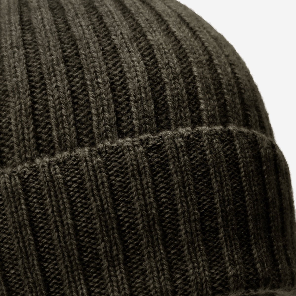 Milano (dark green) - Italian 100% cashmere ribbed beanie (unisex) - Che Cose Belle