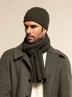 Milano (dark green) - Italian 100% cashmere ribbed beanie (unisex) - Che Cose Belle