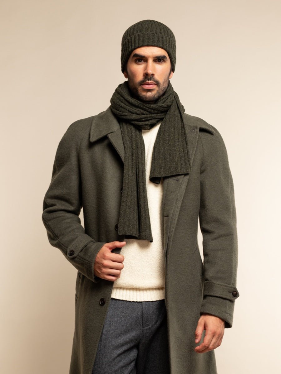 Milano (dark green) - Italian 100% cashmere ribbed beanie (unisex) - Che Cose Belle