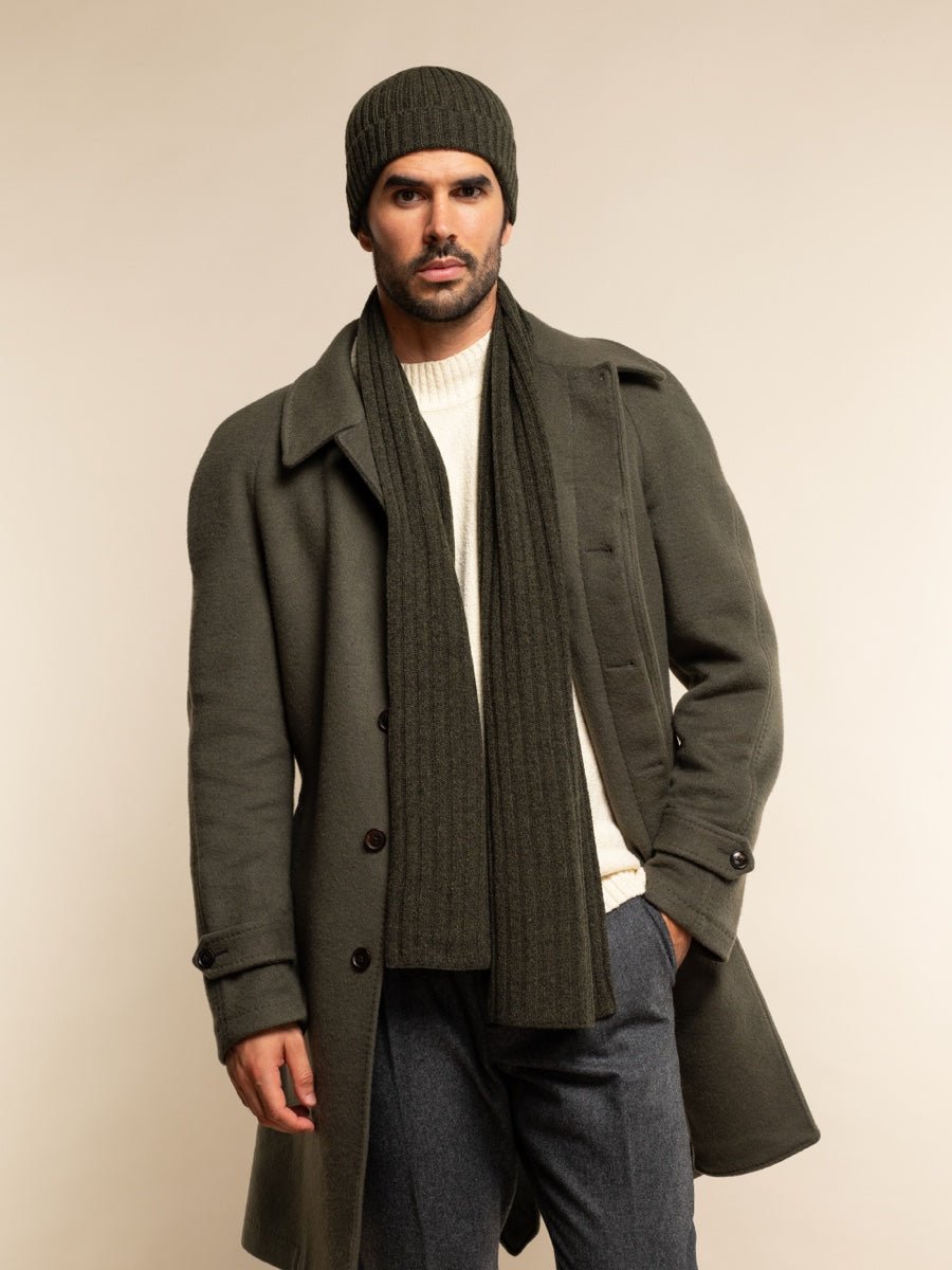 Milano (dark green) - Italian 100% cashmere ribbed beanie (unisex) - Che Cose Belle
