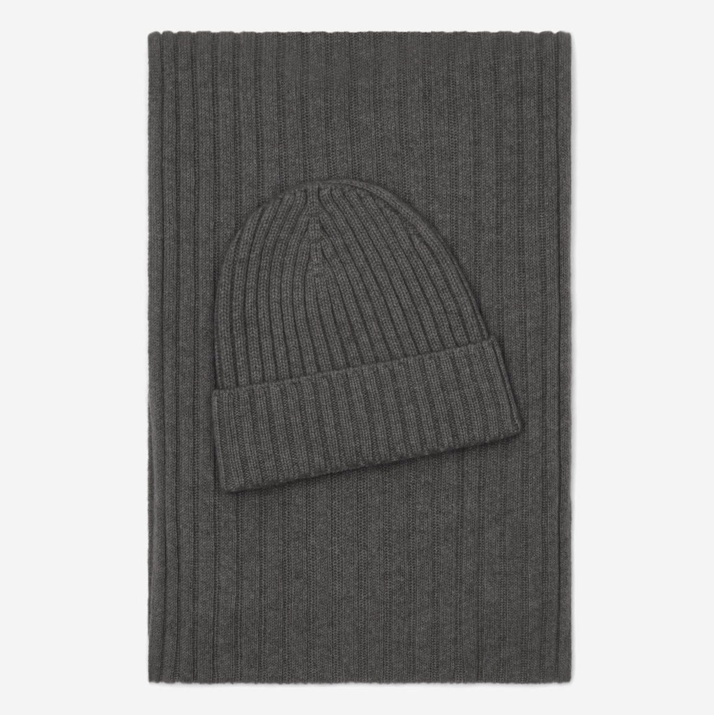 Milano (dark grey) - Italian 100% cashmere ribbed beanie (unisex) - Che Cose Belle