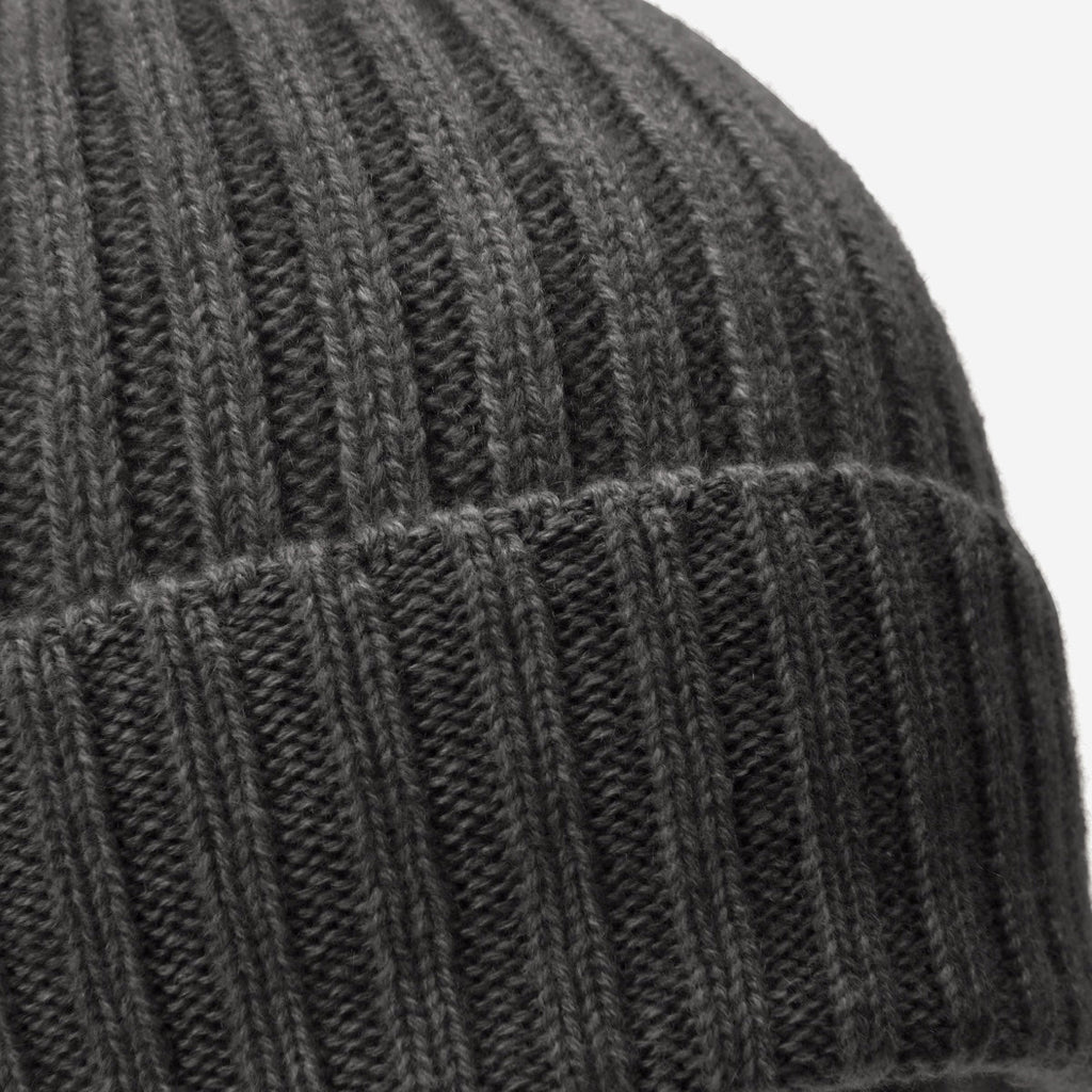 Milano (dark grey) - Italian 100% cashmere ribbed beanie (unisex) - Che Cose Belle