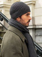 Milano (dark grey) - Italian 100% cashmere ribbed beanie (unisex) - Che Cose Belle