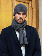 Milano (dark grey) - Italian 100% cashmere ribbed beanie (unisex) - Che Cose Belle