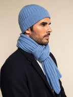 Milano (light blue) - Italian 100% cashmere ribbed beanie (unisex) - Che Cose Belle