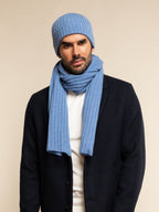 Milano (light blue) - Italian 100% cashmere ribbed beanie (unisex) - Che Cose Belle