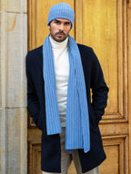 Milano (light blue) - Italian 100% cashmere ribbed beanie (unisex) - Che Cose Belle