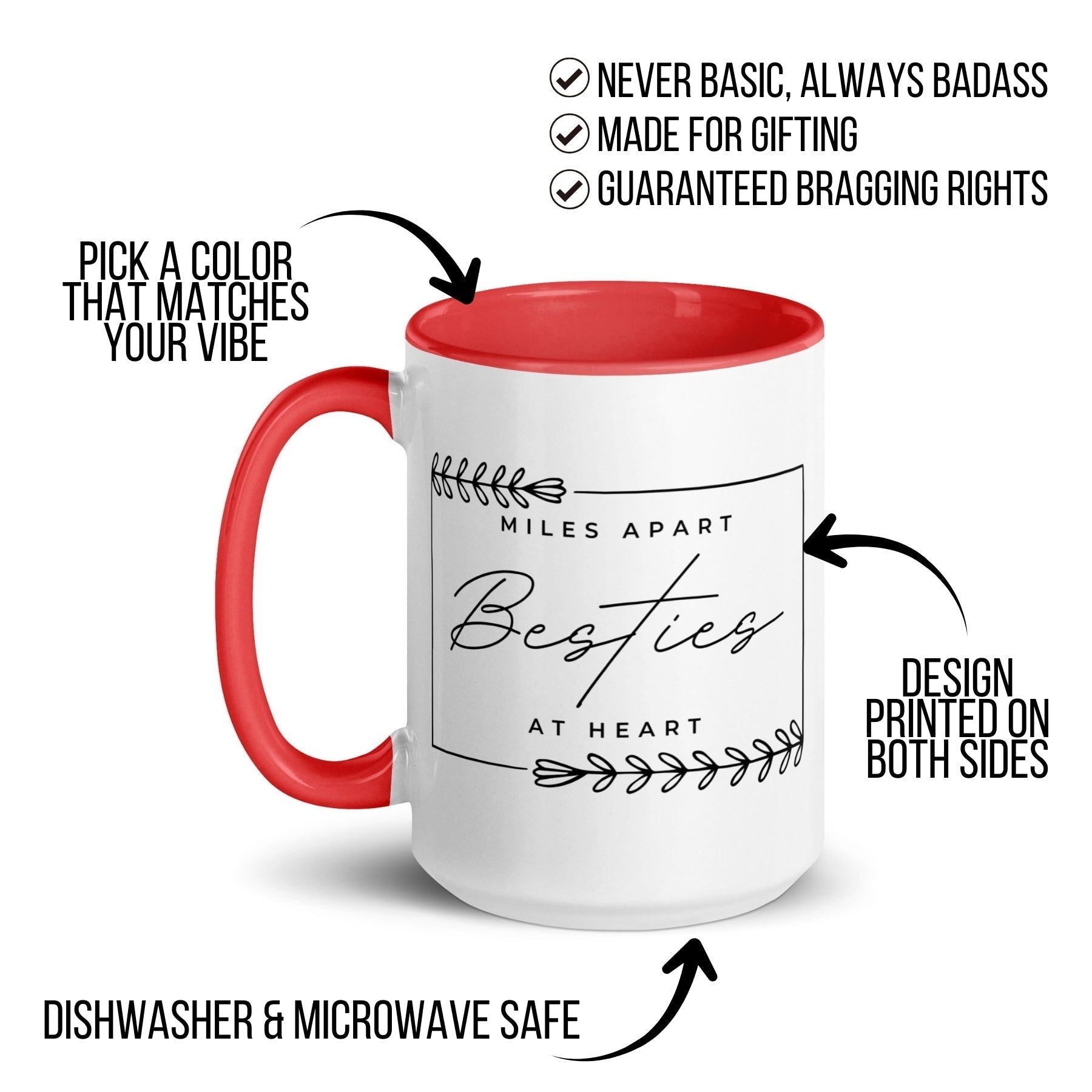 Miles Apart But Besties at Heart Mug - Che Cose Belle