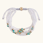 Mindful Cleanse - Moonstone Enamel Evil Eye Hamsa Bracelet - Che Cose Belle