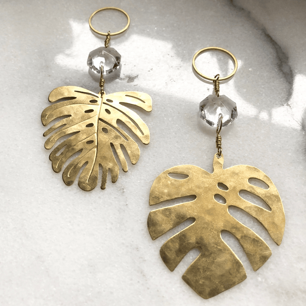Mini Mini Monstera Suncatcher With Vintage Glass Crystal - Che Cose Belle
