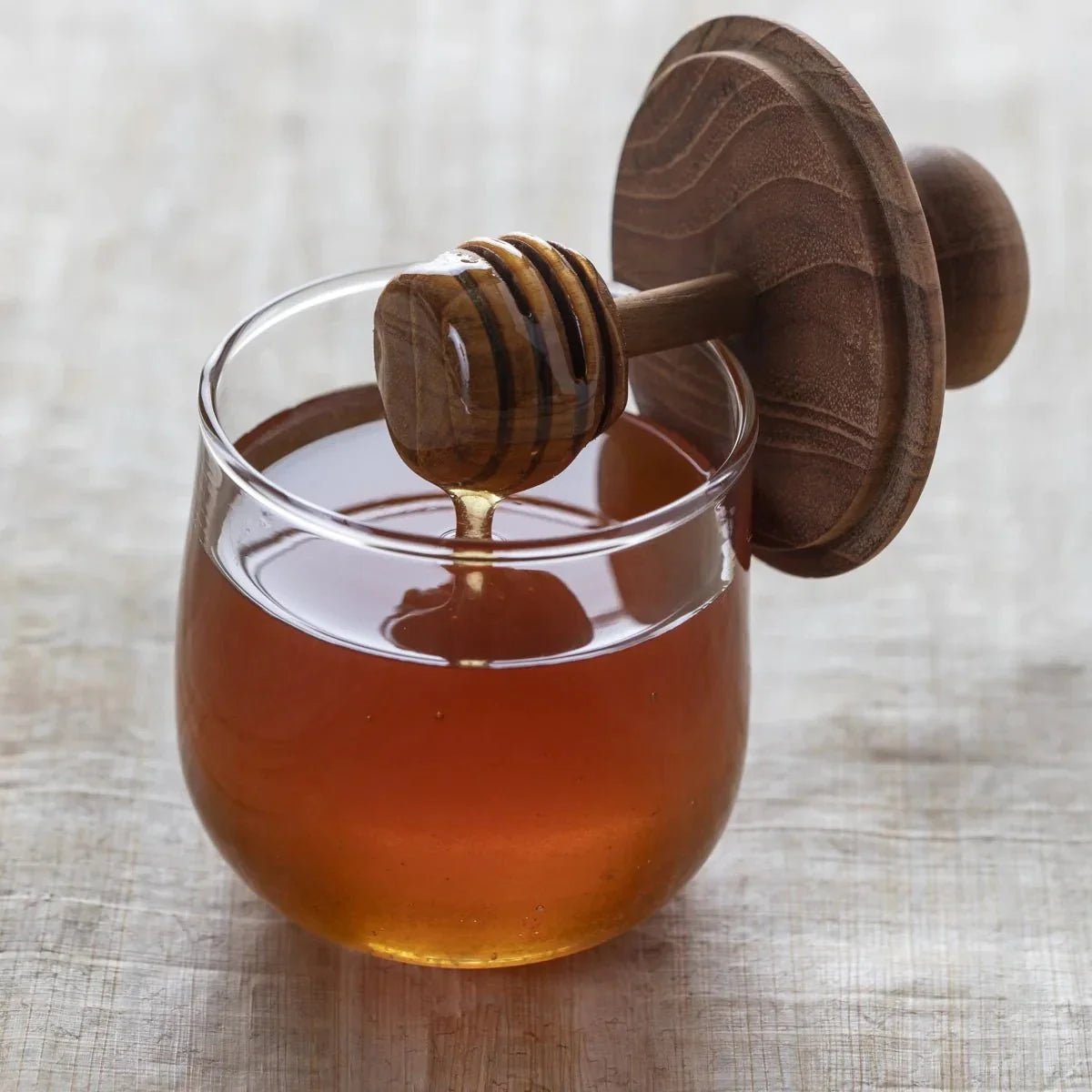 Mini Teak & Glass Honey Jar - Che Cose Belle