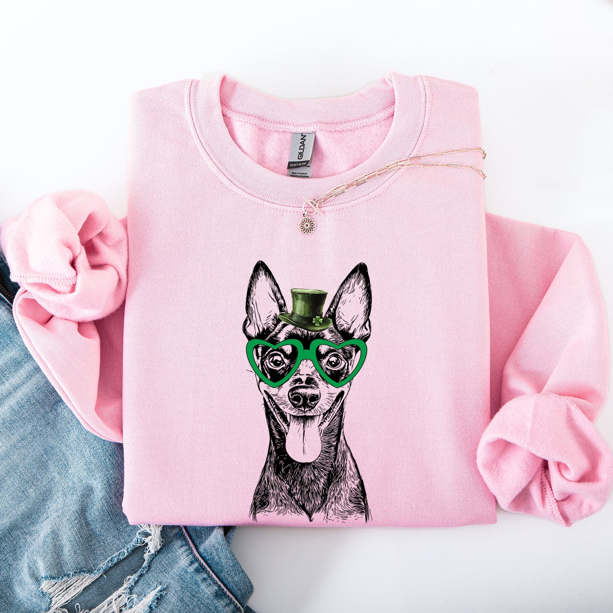 Miniature Pinscher, Min Pin, Adorable Dog, St Patrick's Day, Lucky, Irish Sweatshirt - Che Cose Belle