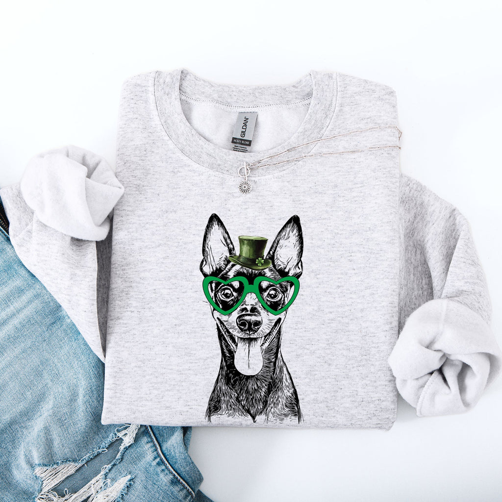 Miniature Pinscher, Min Pin, Adorable Dog, St Patrick's Day, Lucky, Irish Sweatshirt - Che Cose Belle