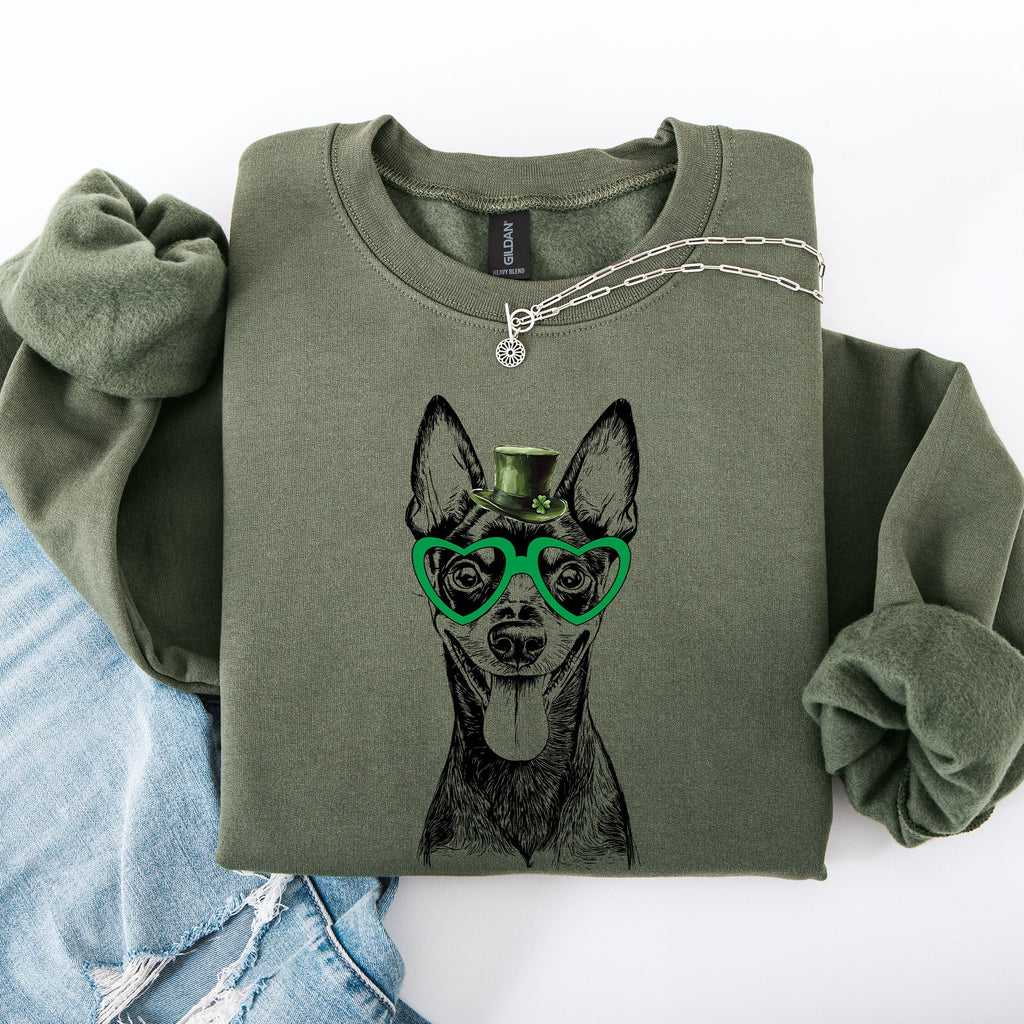 Miniature Pinscher, Min Pin, Adorable Dog, St Patrick's Day, Lucky, Irish Sweatshirt - Che Cose Belle