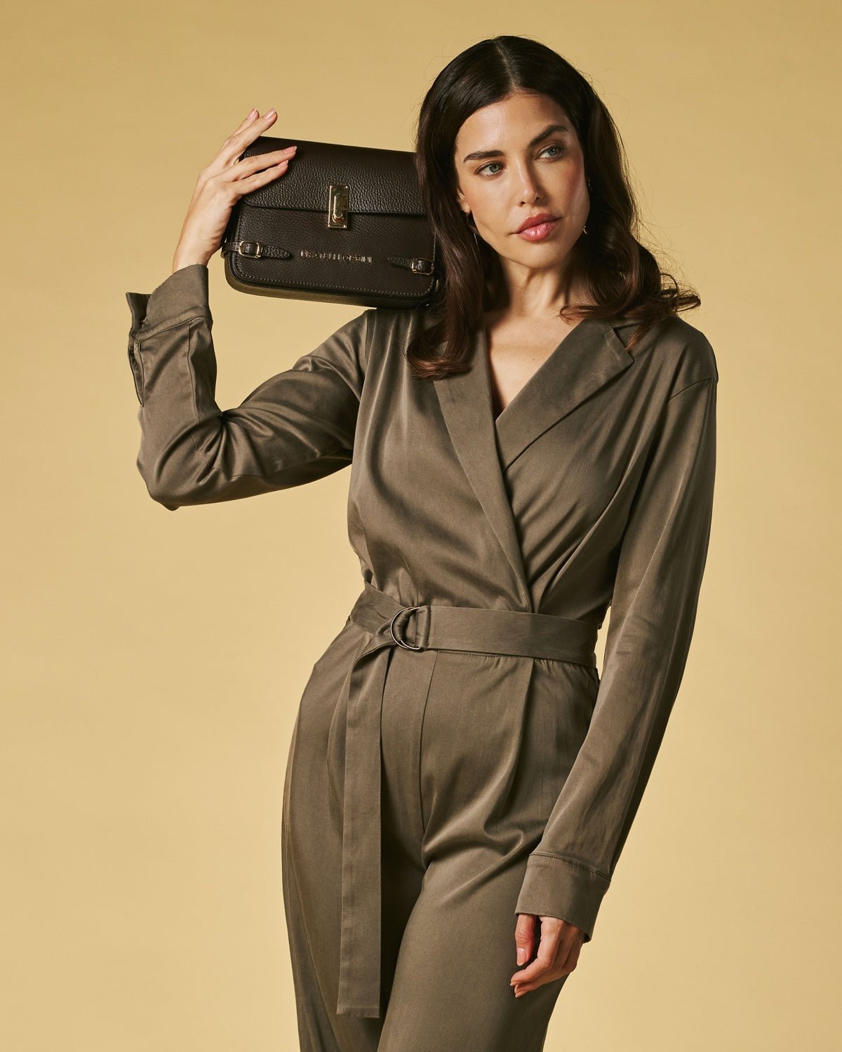 Mirella (dark brown) - Italian calf leather women's crossbody bag (with shoulder strap) - Che Cose Belle