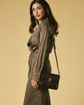 Mirella (dark brown) - Italian calf leather women's crossbody bag (with shoulder strap) - Che Cose Belle