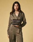 Mirella (dark brown) - Italian calf leather women's crossbody bag (with shoulder strap) - Che Cose Belle